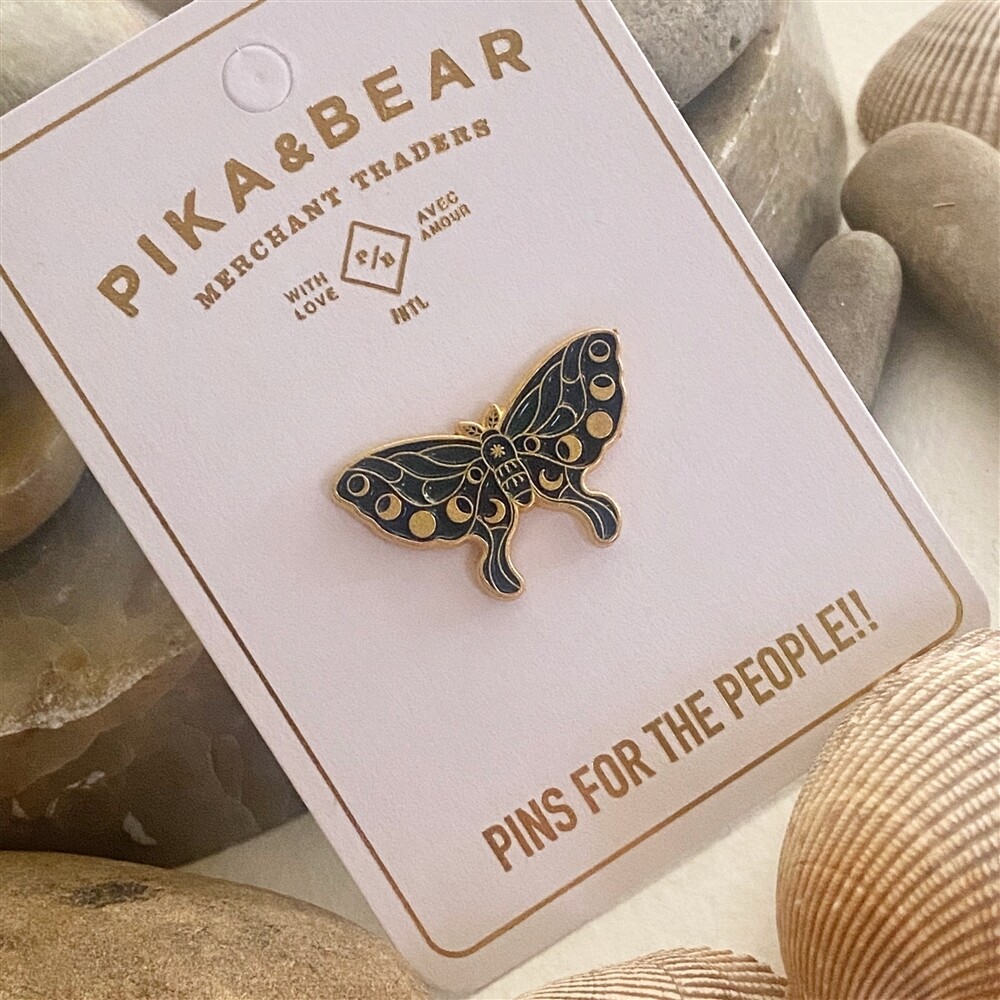 Enamel Pin &quot;Havilland&quot; Moon Phase Moth in Night Palette