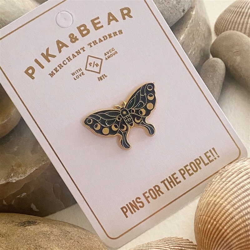 Enamel Pin &quot;Havilland&quot; Moon Phase Moth in Night Palette