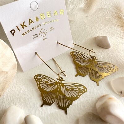 &quot;Swallowtail&quot; Raw Brass Butterfly Drop