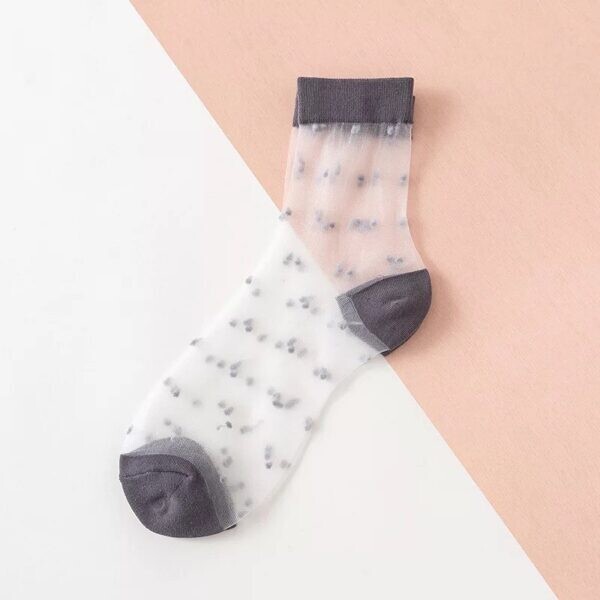 Sheer Dots Ankle Socks Grey