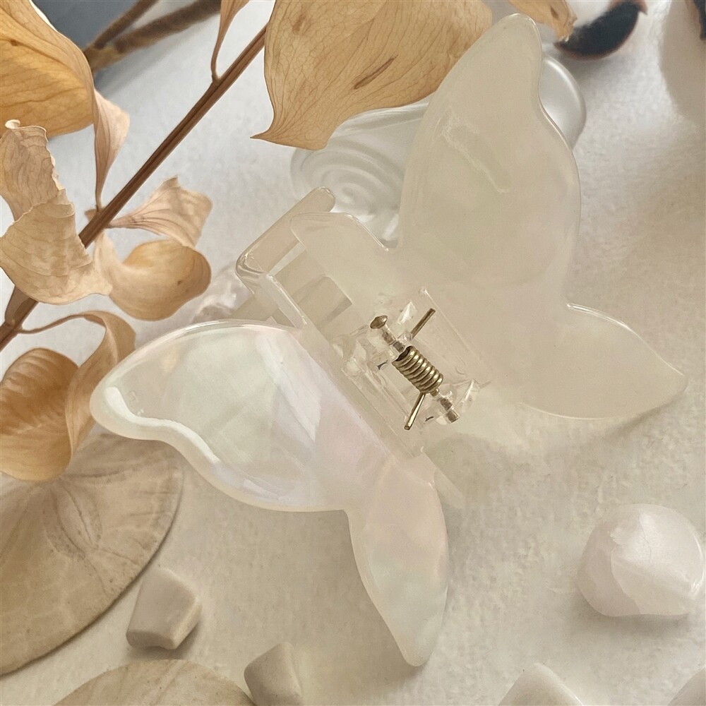 &quot;Levar&quot; Butterfly Hair Claw White Crystal