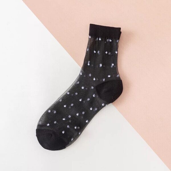 Sheer Dots Ankle Socks Black