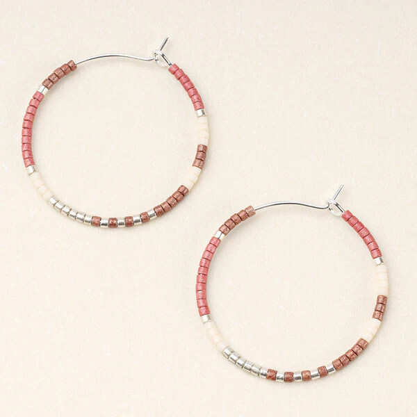 Chromacolour Miyuki Small Hoop Earrings Blush Multi Silver