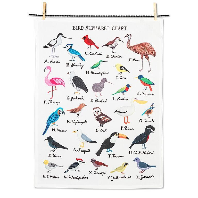 Tea Towel Lily Kao Bird Alphabet