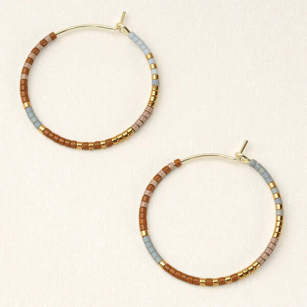 Chromacolour Miyuki Small Hoop Earrings Desert Multi Gold