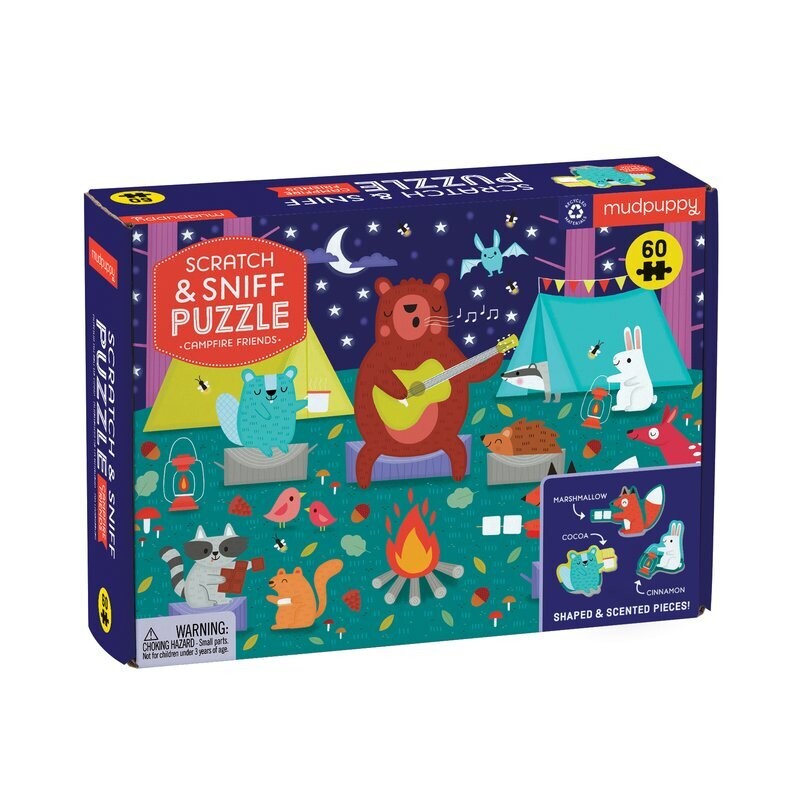 60 Piece Scratch &amp; Sniff Puzzle Campfire Friends