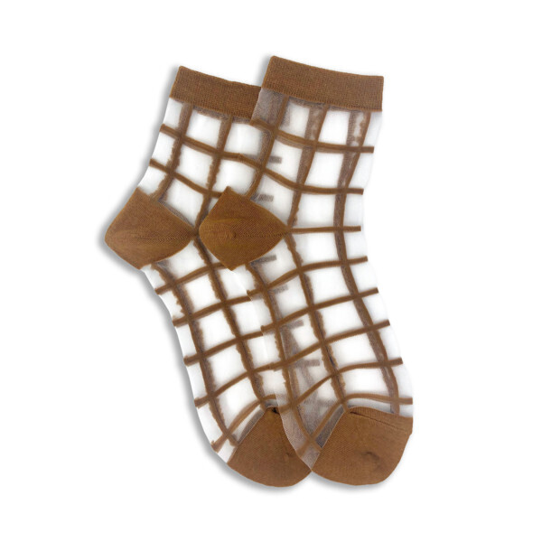 Sheer French Window Ankle Socks Harvest