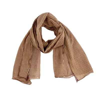 Cotton Fashion Scarf Stripe Block Mocha