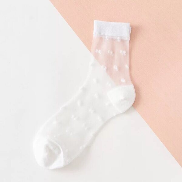 Sheer Dots Ankle Socks White