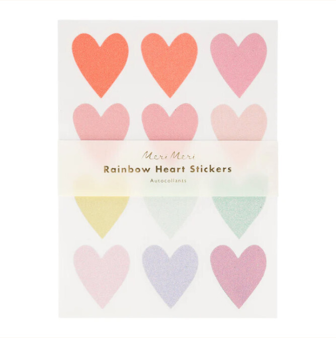 Sticker Sheet Pastel Glitter Heart