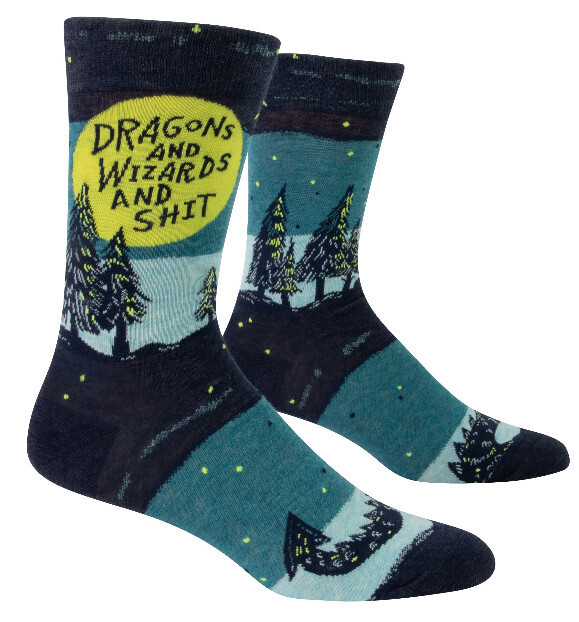 Men&#39;s Crew Socks Dragons and Wizards and Shit