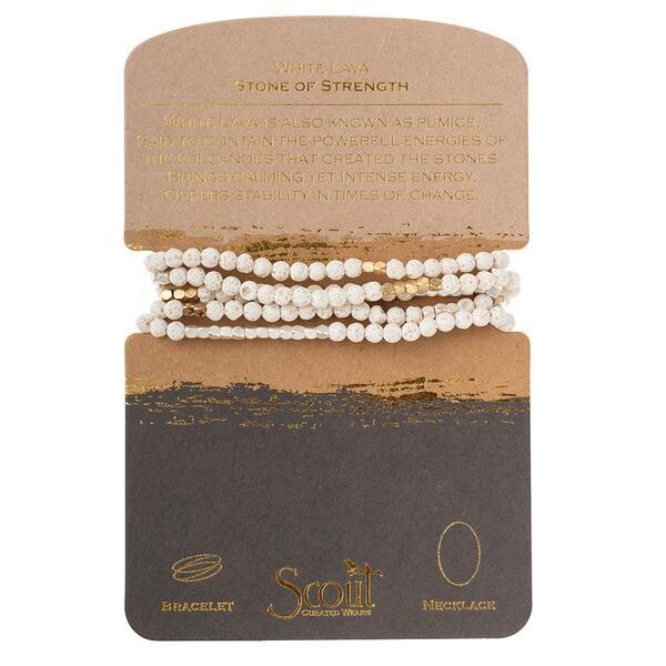 Stone Wrap Bracelet / Necklace White Lava Stone of Strength