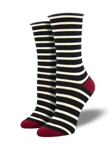 Women’s Bamboo Crew Sailor Stripe Black