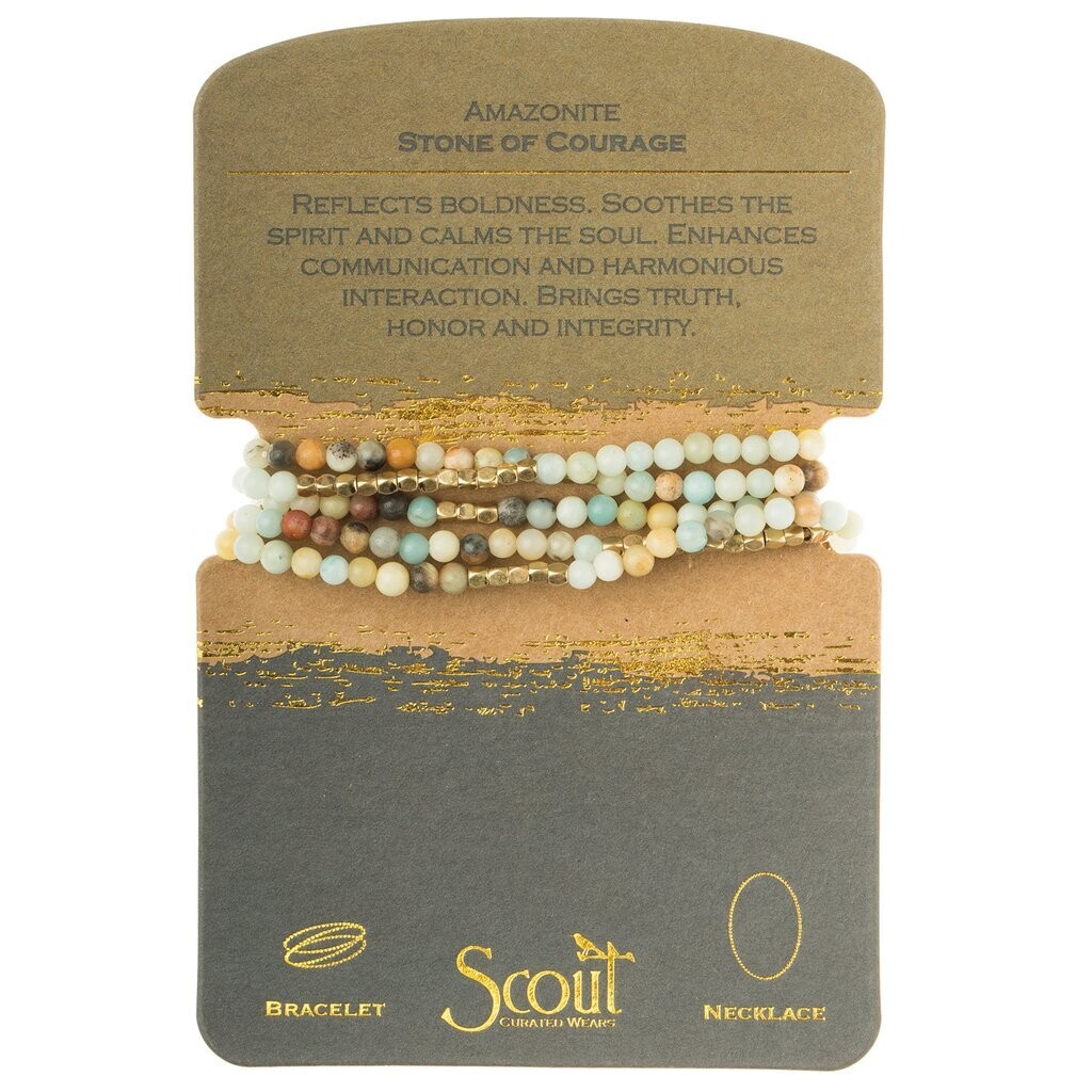 Stone Wrap Bracelet / Necklace Amazonite Stone of Courage