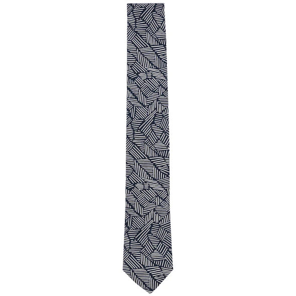 Neck Tie Lino Navy and White Organic Cotton