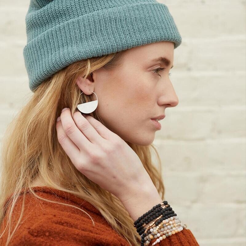 Refined Earring Collection Lunar Hoop Sterling Silver