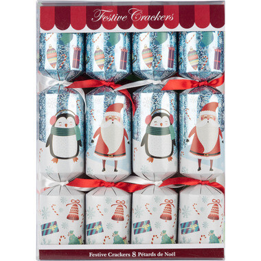 Festive Crackers Set of 8 Santa and Penguin
