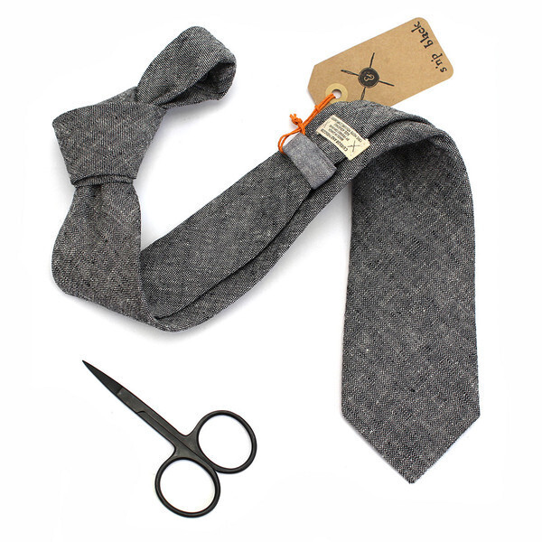 Neck Tie S&#39;n&#39;P Black Linen Blend