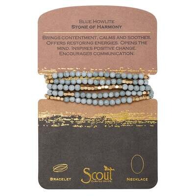 Stone Wrap Bracelet / Necklace Blue Howlite Stone of Harmony