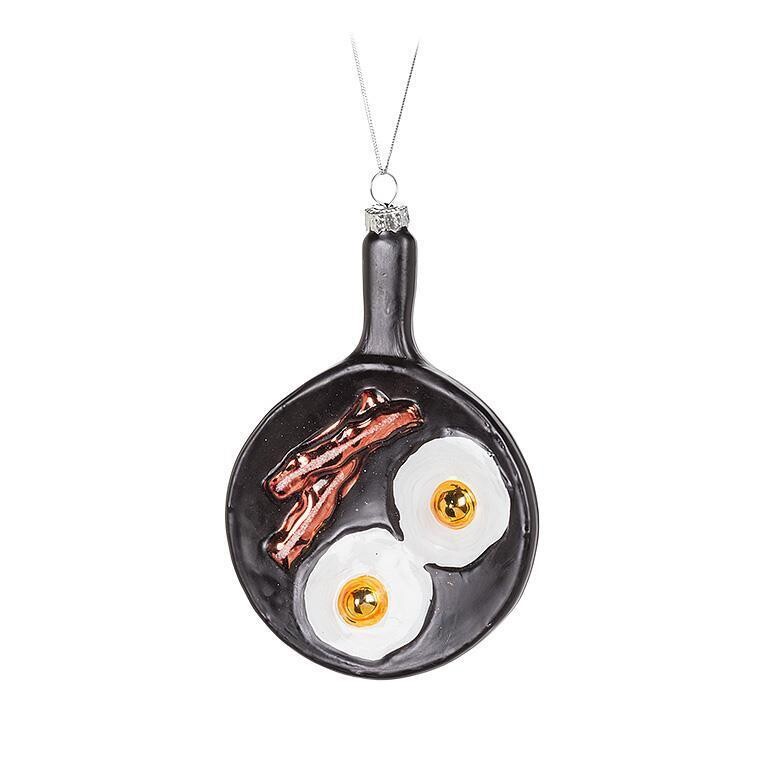 Glass Ornament Bacon and Eggs Frying Pan