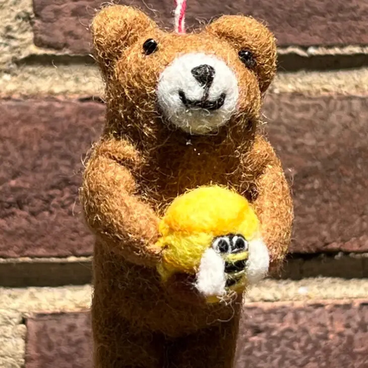 Felt Ornament Bear with Honey Pot