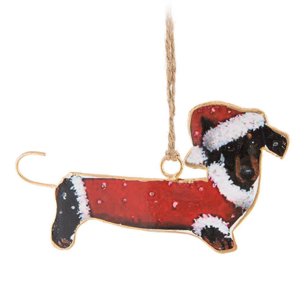 Metal Ornament Festive Dachshund