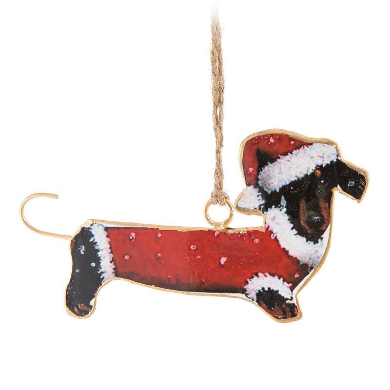 Metal Ornament Festive Dachshund