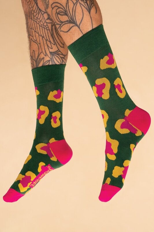 Men&#39;s Leopard Print Racing Green