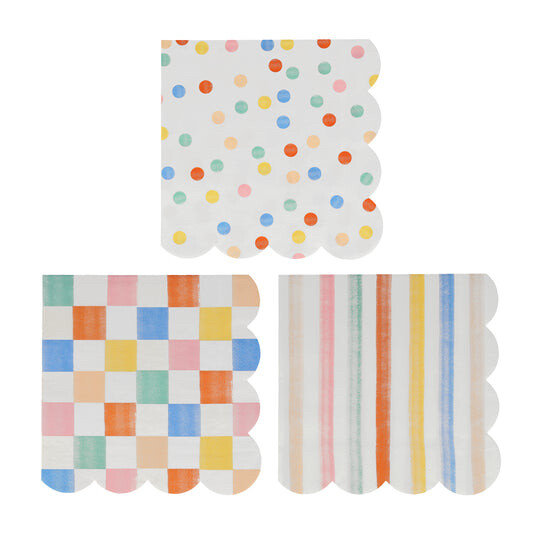 Napkins Large Colourful Pattern Set of 16