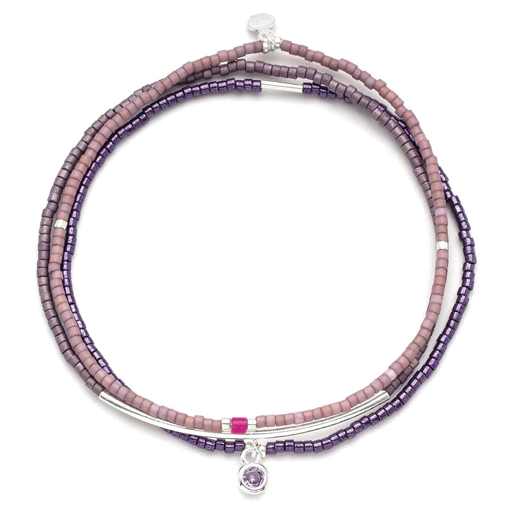 Tonal Chromacolor Miyuki Bracelet Trio | Purple/Silver