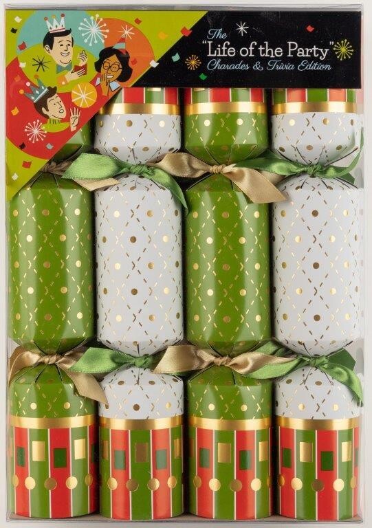 Festive Crackers Set of 8 Life Of The Party Charades and Trivia