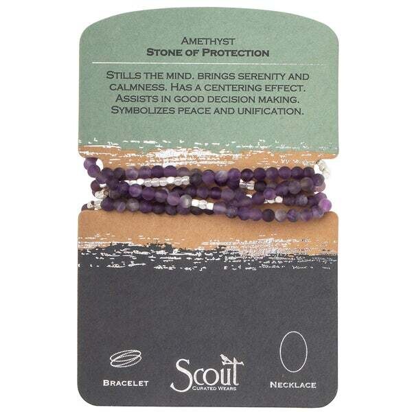 Stone Wrap Bracelet / Necklace Amethyst Stone of Protection