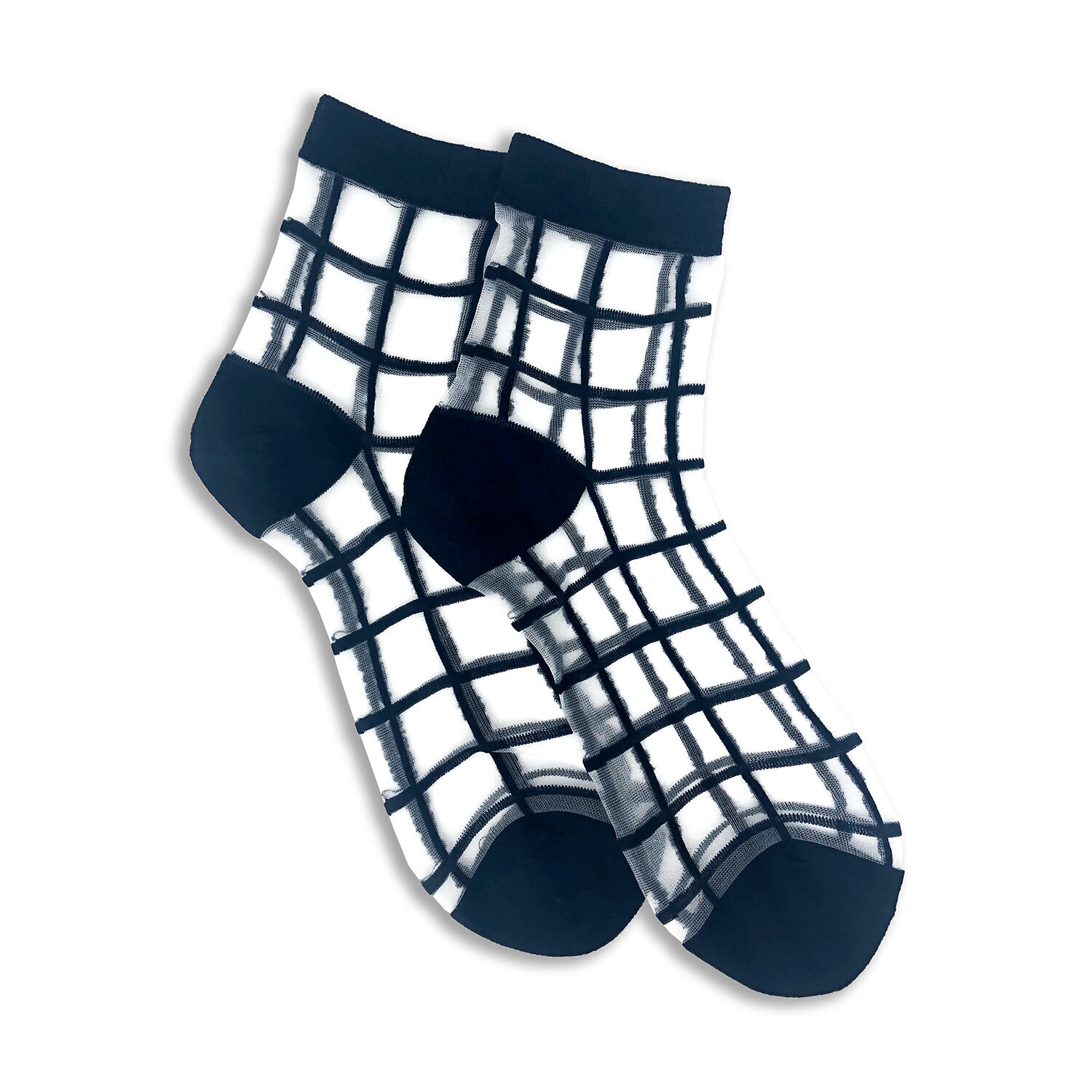 Sheer French Window Ankle Socks Black