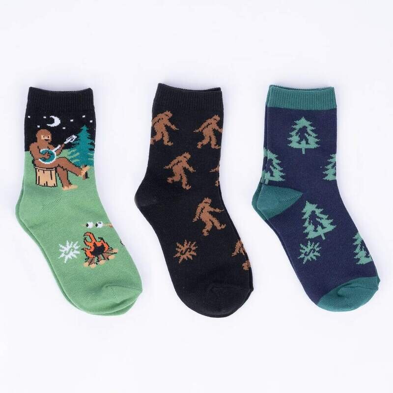 Junior Crew Socks Pack of 3 Sasquatch Campout