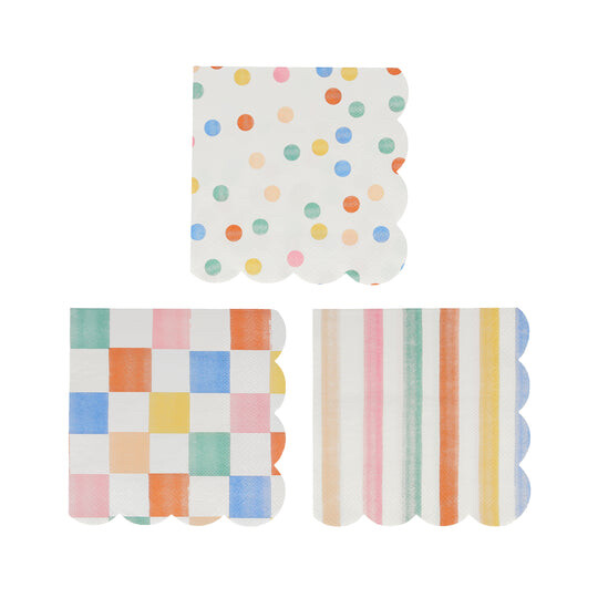 Napkins Small Colourful Pattern Set of 16