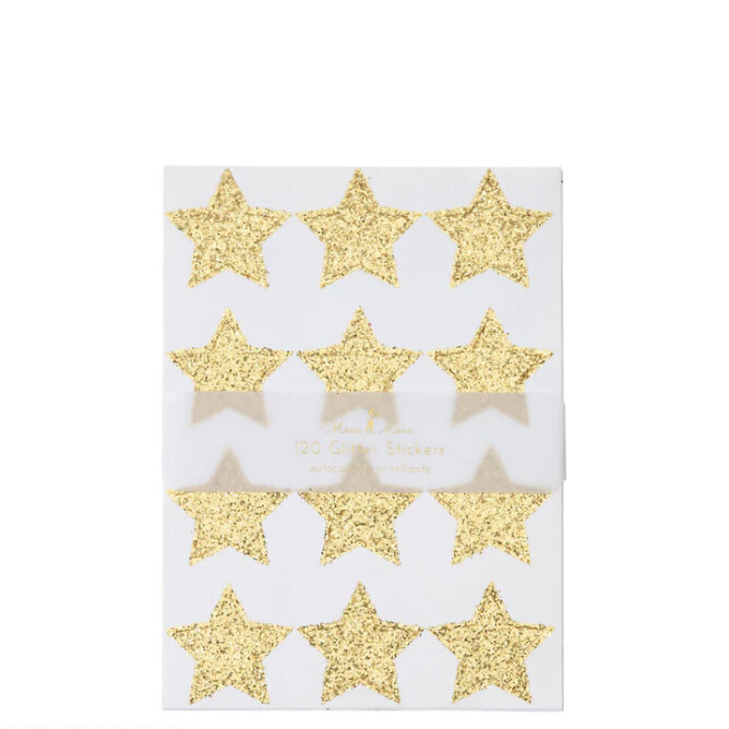 Sticker Sheet Gold Glitter Star