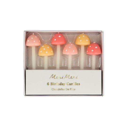 Candles Mushroom Birthday Set of 6