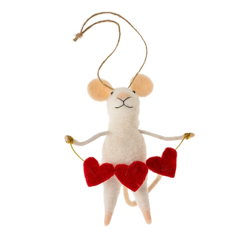 Felt Ornament Mouse Heart Full