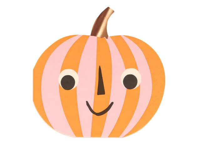 Napkins Pink &amp; Orange Stripy Pumpkin