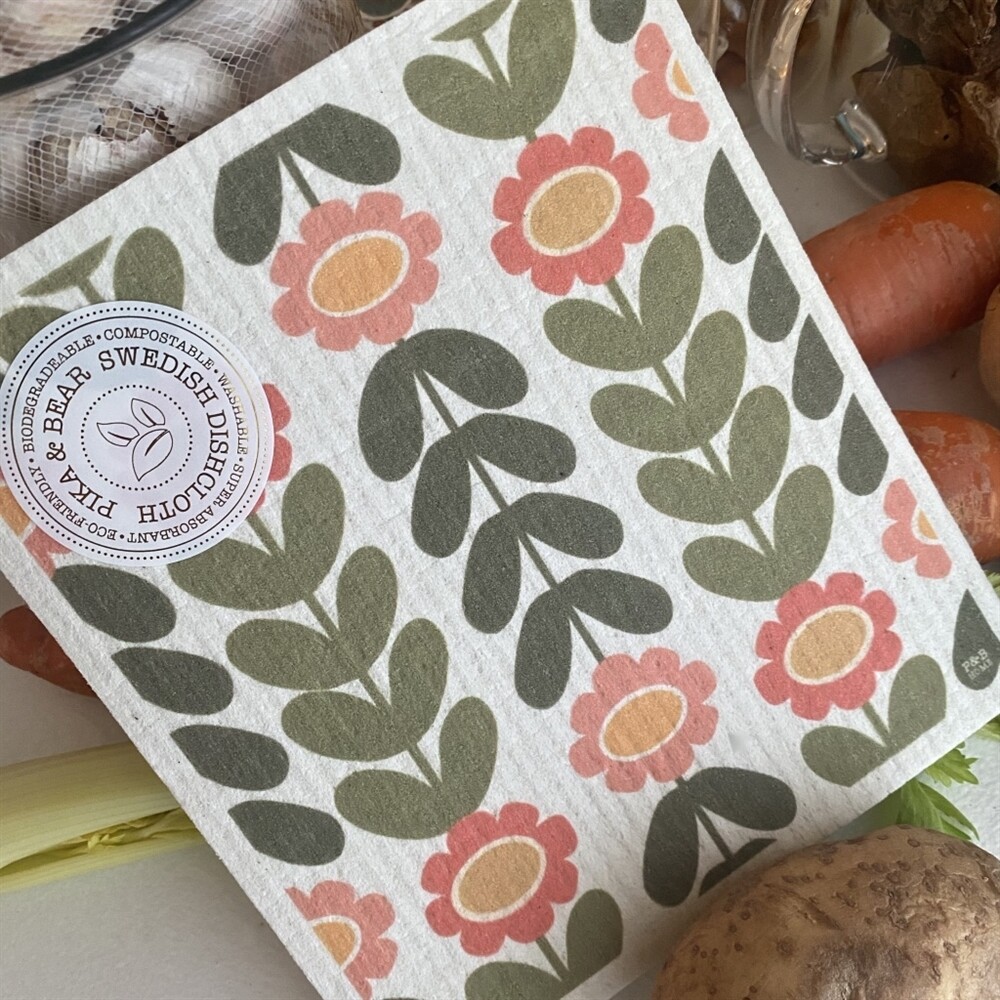 Swedish Dishcloth &quot;Olmstead&quot; Scandinavian Floral Pattern