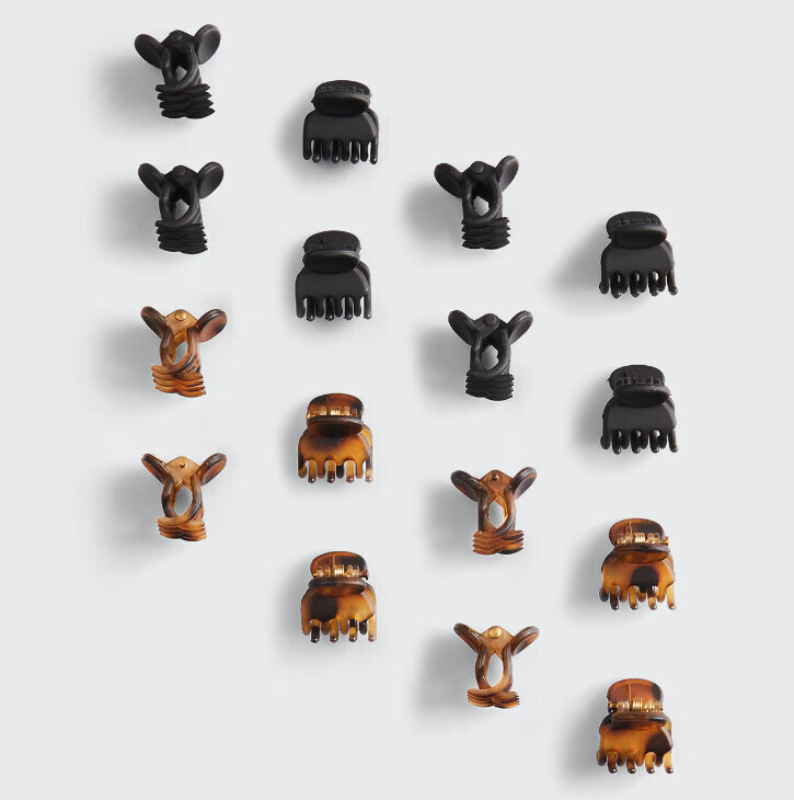 Recycled Plastic Mini Classic Claw Clips 16pc Set Black &amp; Tortoise