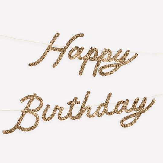 Garland Gold Glitter Happy Birthday