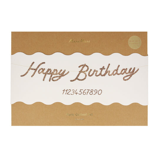 Garland Gold Glitter Happy Birthday