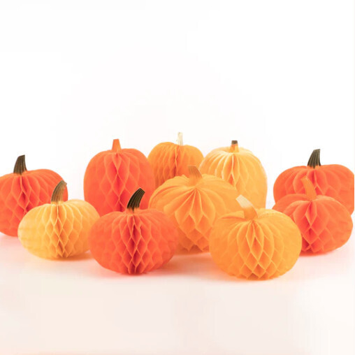 Honeycomb Pumpkins Set of 5