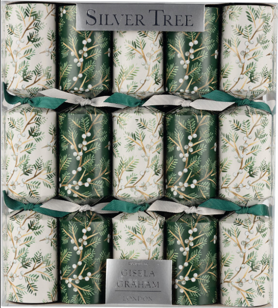 Festive Crackers Set of 10 White Vine &amp; Berries