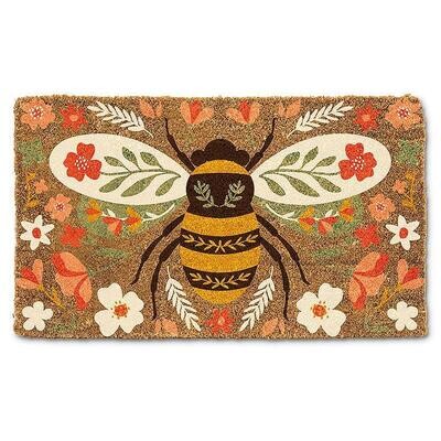 Doormat Rubber Bottom Floral Bee 18&quot; x 30&quot;