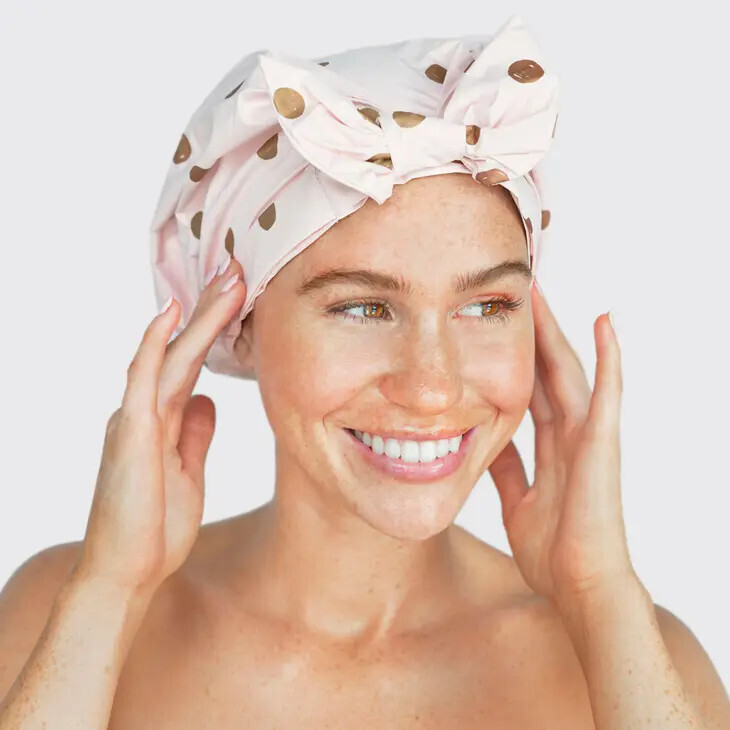 Luxury Shower Cap Blush Dot