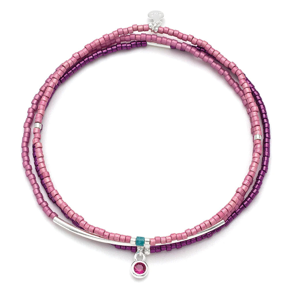 Tonal Chromacolour Miyuki Bracelet Trio Fuchsia/Silver
