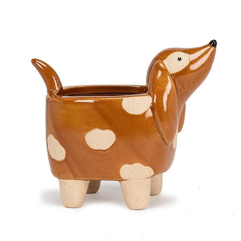 Planter On Legs Dog  Brown Small