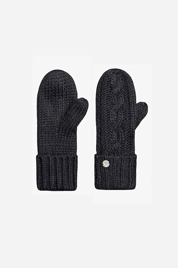 Cable Knit Mittens Black